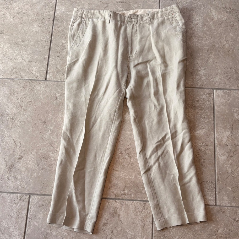 Tommy Bahama Linen Tencel Pants 40 Natural Coastal Resort Relaxed Fit